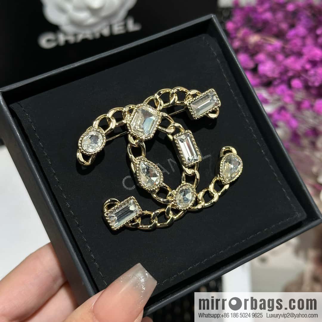 ☀️New ☑️ Chanel Double C Square Diamond Water Drop Diamond Brooch