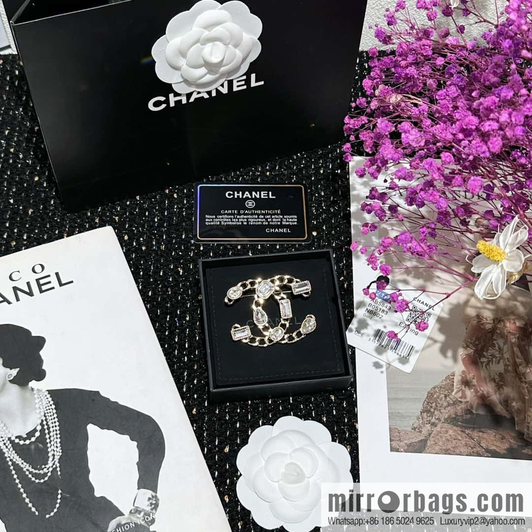 ☀️New ☑️ Chanel Double C Square Diamond Water Drop Diamond Brooch