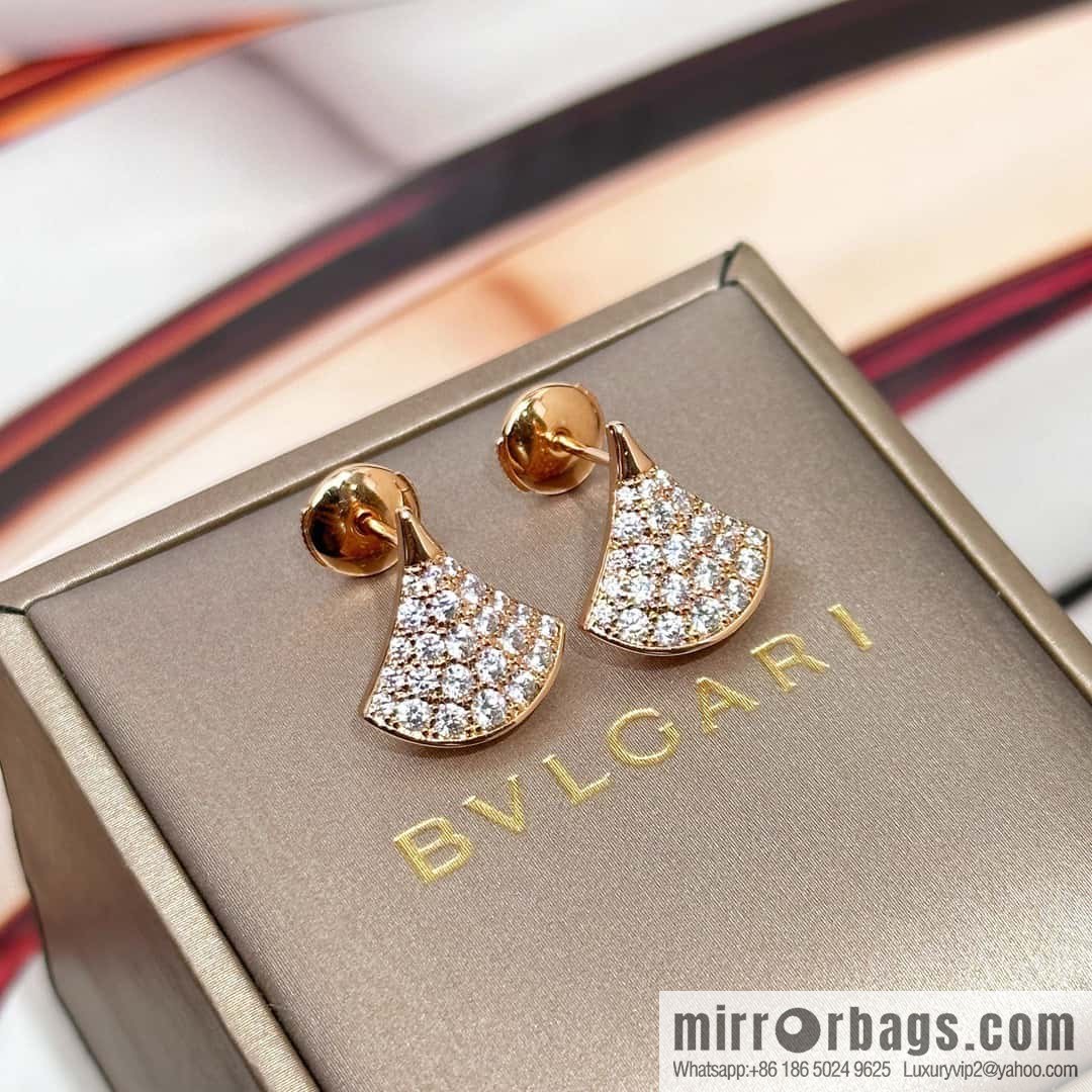 ❗️New ❗️ ☀️ Original ☀ BVLGARI DIVAS'DREAM Full Diamond Fan Stud Earrings ☀️