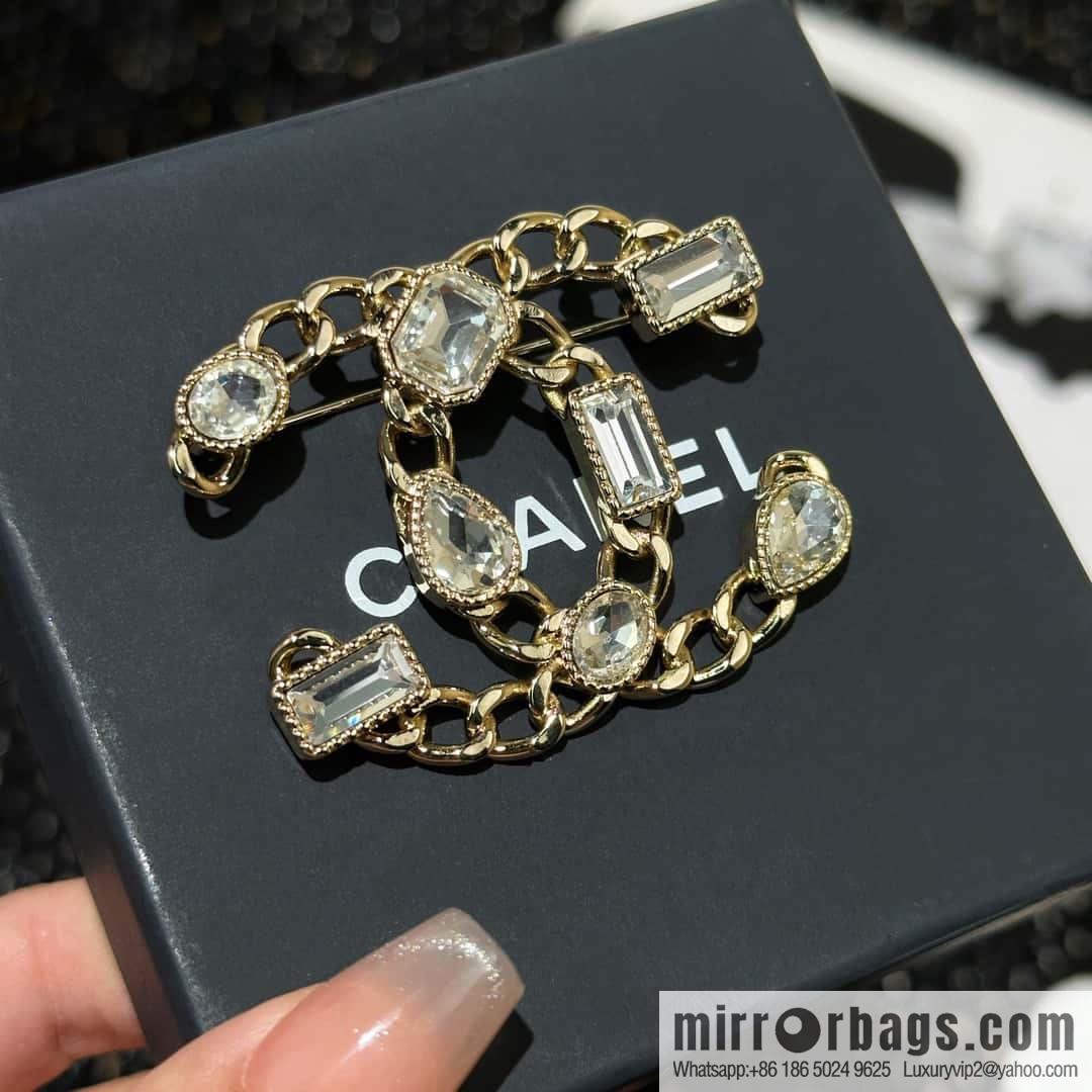 ☀️New ☑️ Chanel Double C Square Diamond Water Drop Diamond Brooch