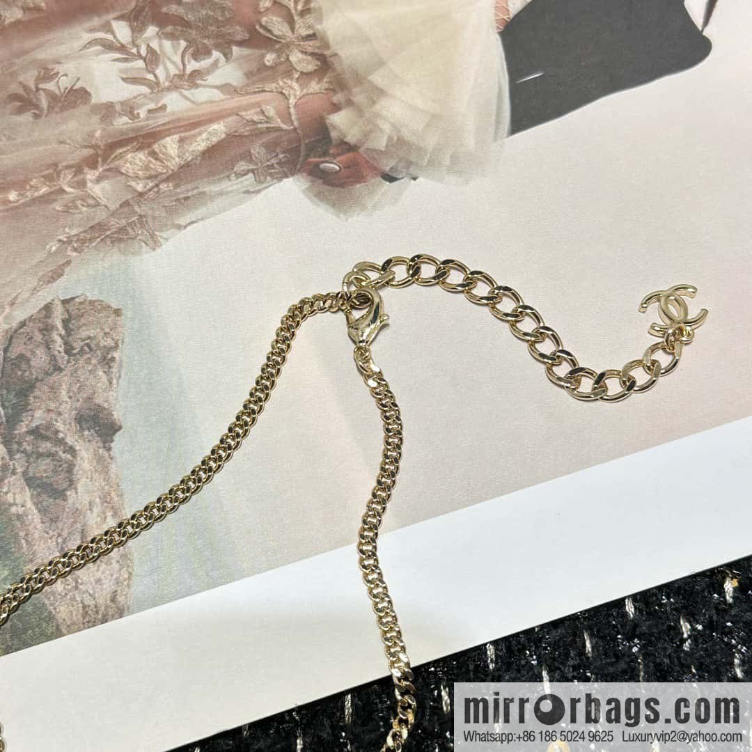 ☀️New ☑️ Chanel Full Diamond Double C Pearl Necklace