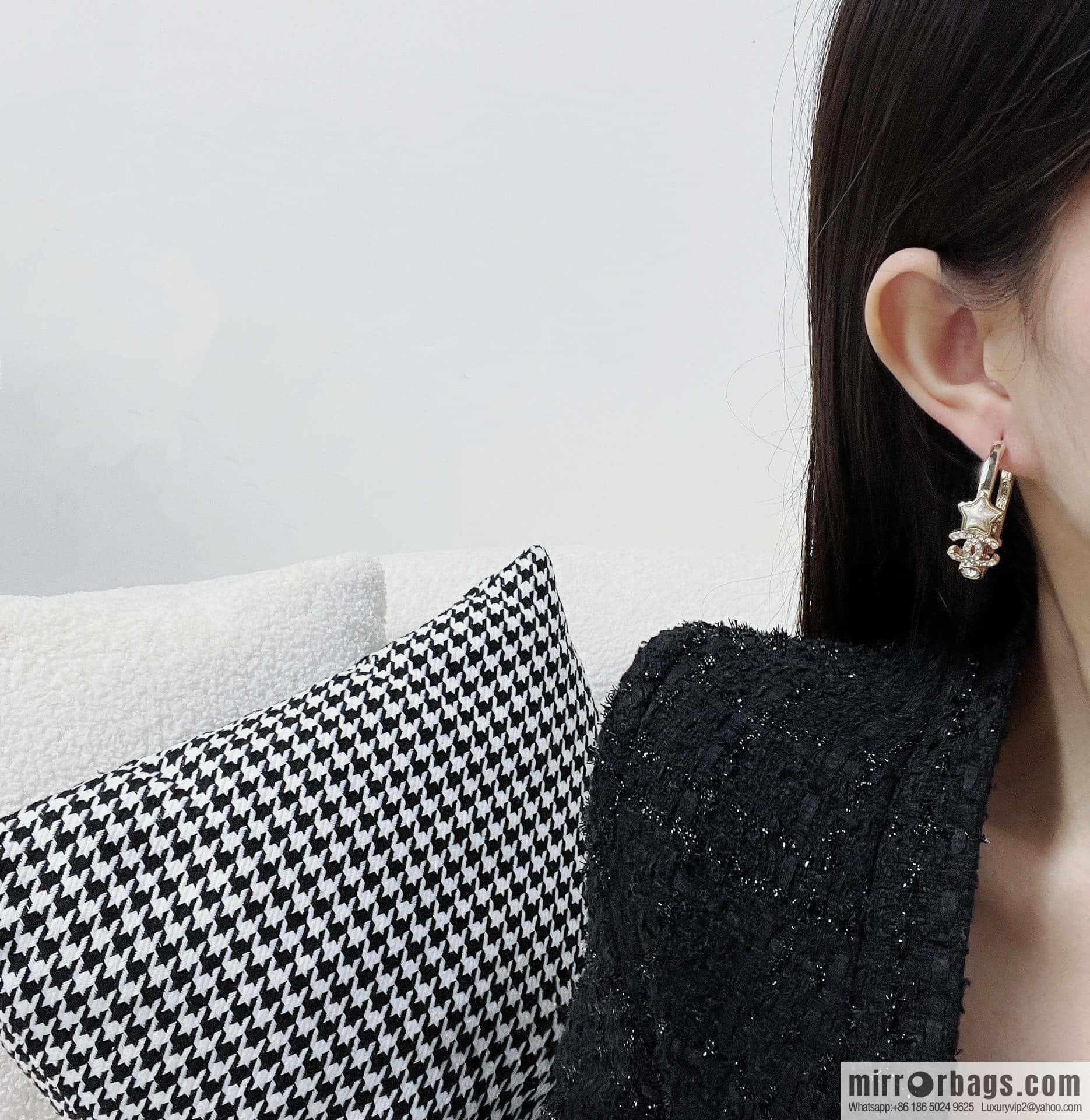 ☀️New ☑️ Chanel C1 Double C Semicircular Pentagram ⭐ Star Stud Earrings ☀️