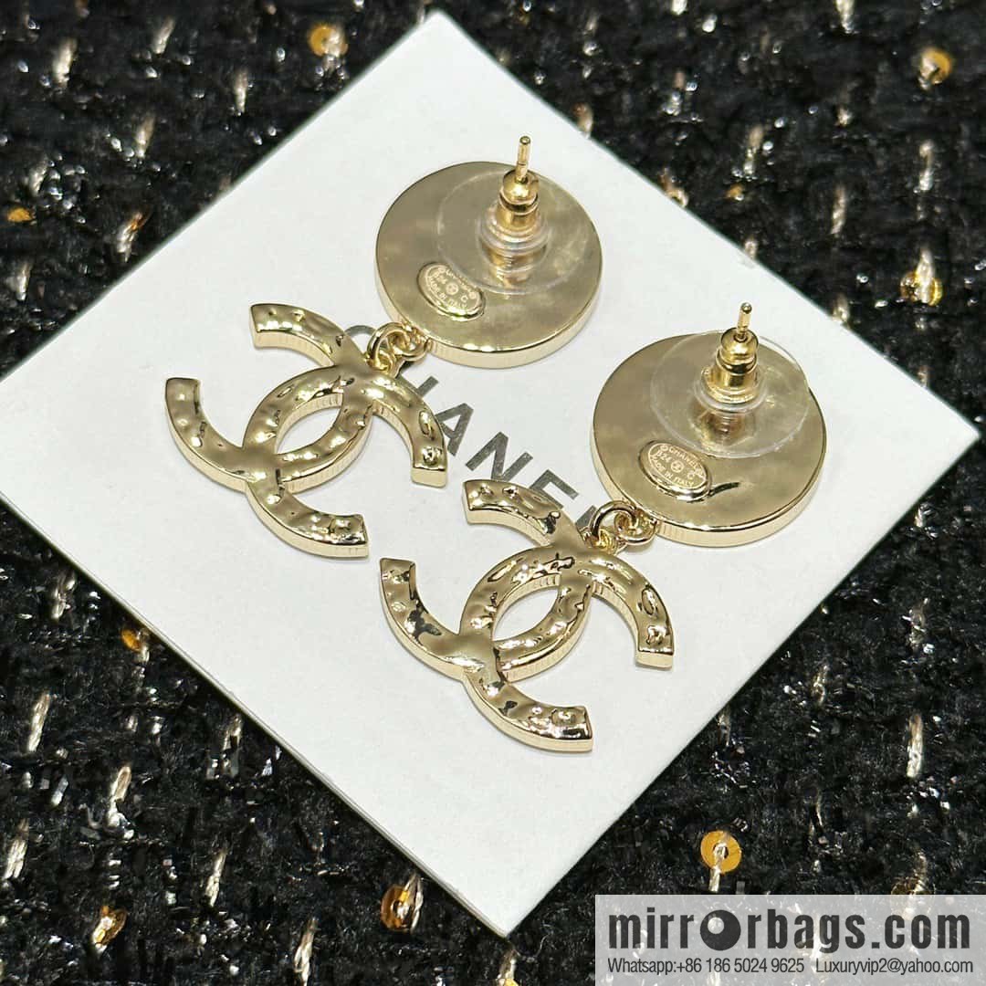 ☀️New ☑️ Chanel C2 double c round oil stud earrings