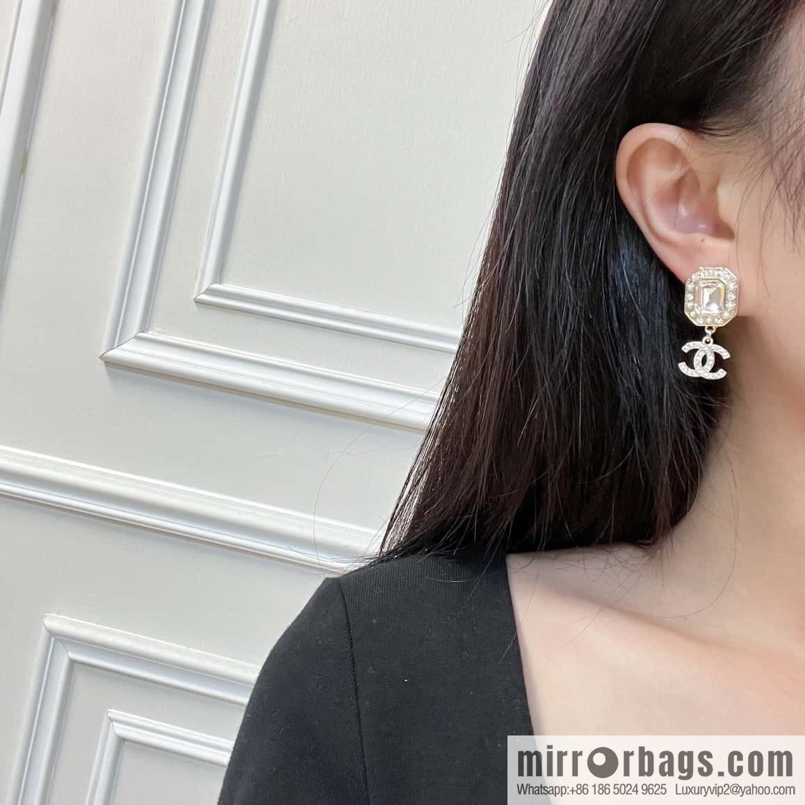 ☀️New ☑️ Chanel C2 double c octagon diamond stud earrings ☀️