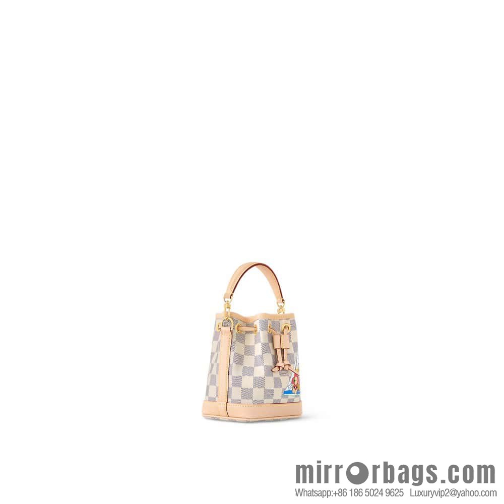 [Boutique‑grade] N40511 white grid silk screen printing, Christmas tote bag series NANO NOE handbag, this Nano Noé handbag