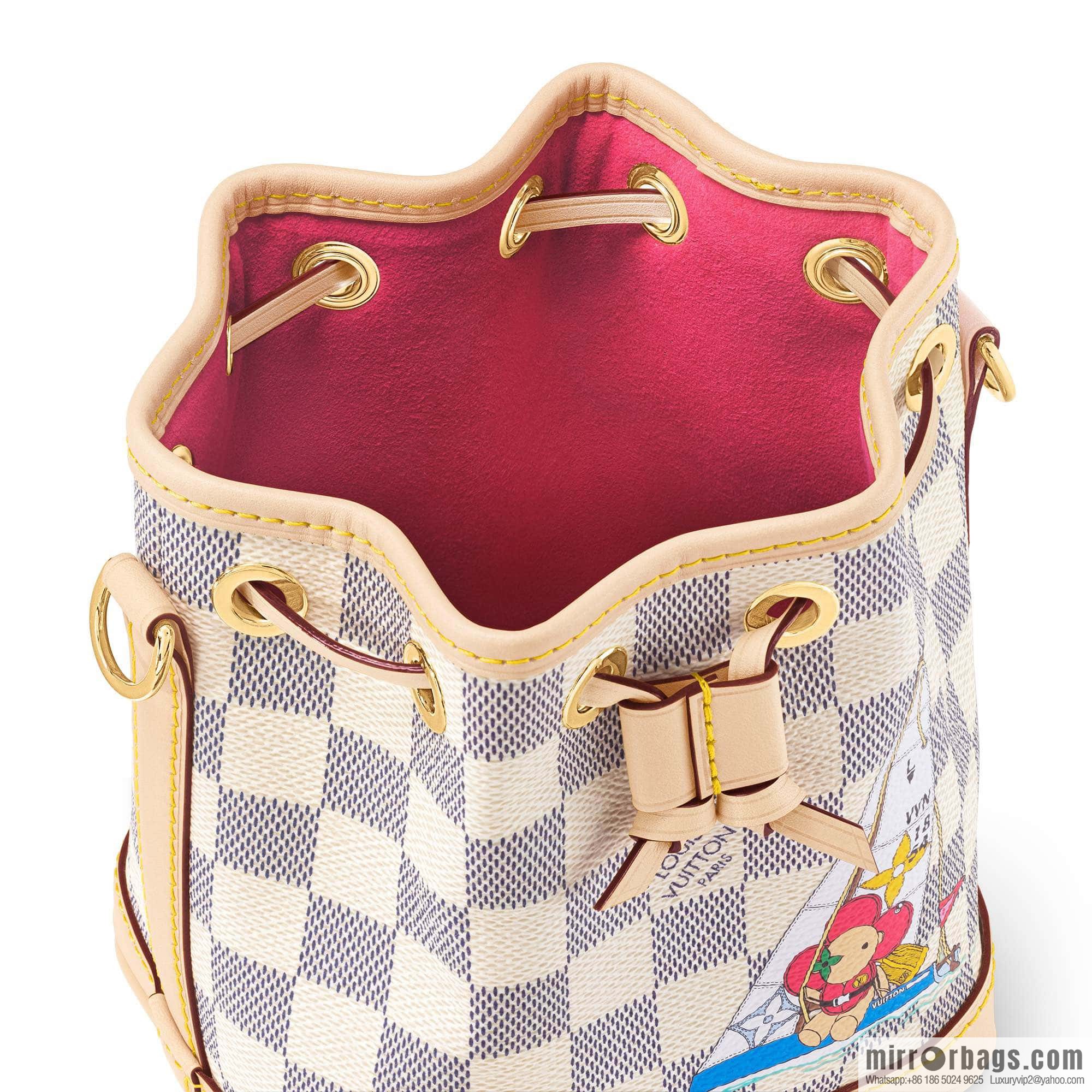 [Boutique‑grade] N40511 white grid silk screen printing, Christmas tote bag series NANO NOE handbag, this Nano Noé handbag