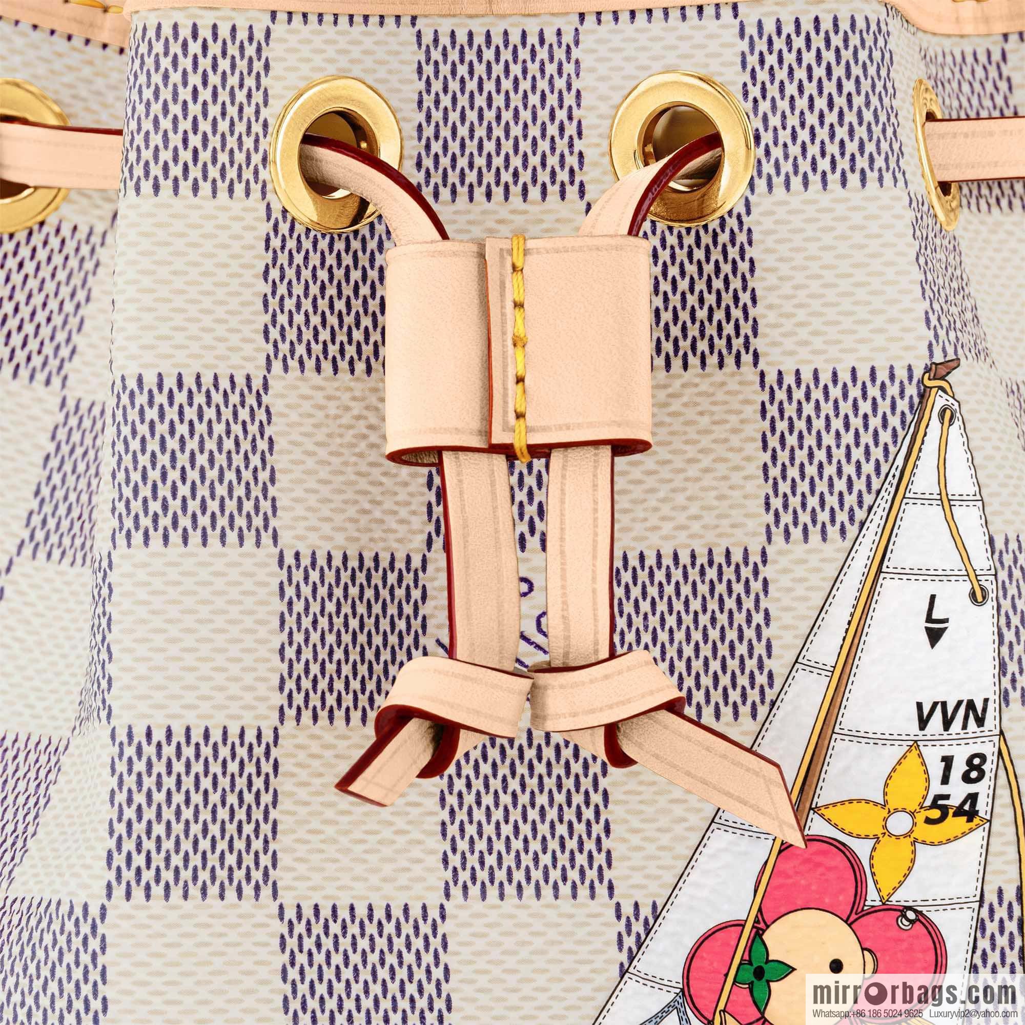 [Boutique‑grade] N40511 white grid silk screen printing, Christmas tote bag series NANO NOE handbag, this Nano Noé handbag