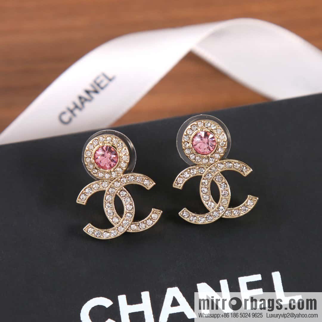 ☀️New ☑️ Chanel C2 double c round diamond stud earrings ☀️