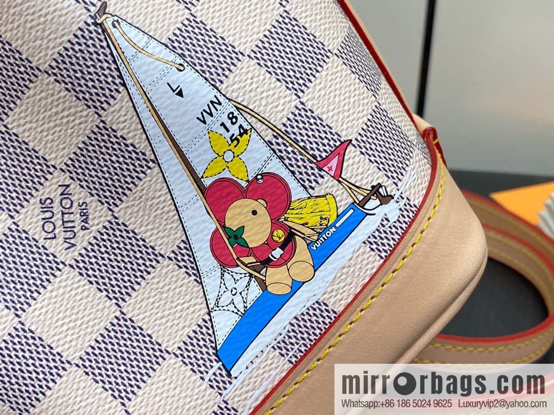 [Boutique‑grade] N40511 white grid silk screen printing, Christmas tote bag series NANO NOE handbag, this Nano Noé handbag