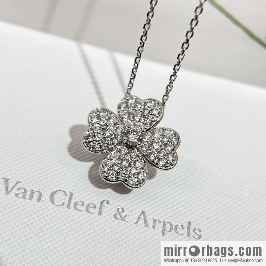 ❗️New ❗️ ☀️ original order ☀️ Van Cleef & Arpels Cosmos series four-leaf clover full diamond necklace (can be used as a brooch) ☀️