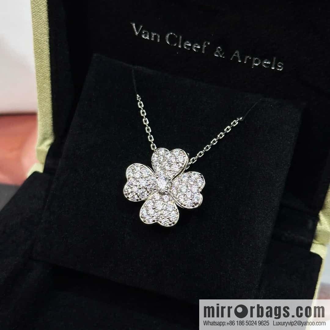 ❗️New ❗️ ☀️ original order ☀️ Van Cleef & Arpels Cosmos series four-leaf clover full diamond necklace (can be used as a brooch) ☀️