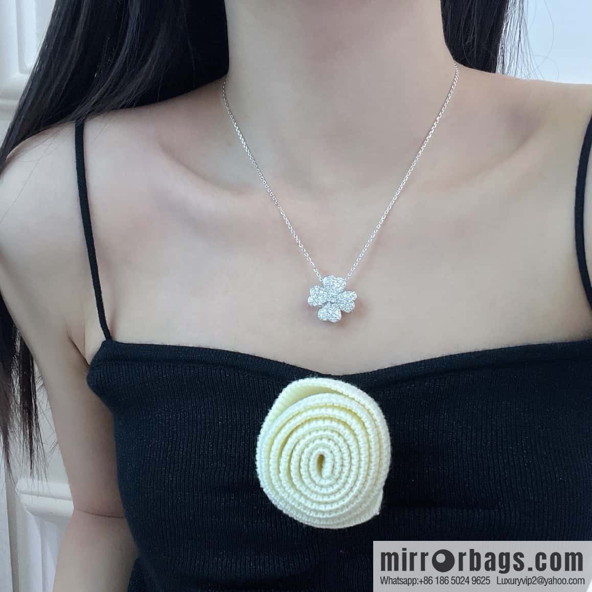 ❗️New ❗️ ☀️ original order ☀️ Van Cleef & Arpels Cosmos series four-leaf clover full diamond necklace (can be used as a brooch) ☀️