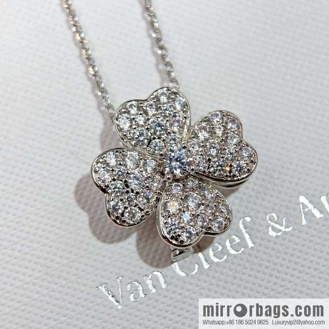 ❗️New ❗️ ☀️ original order ☀️ Van Cleef & Arpels Cosmos series four-leaf clover full diamond necklace (can be used as a brooch) ☀️