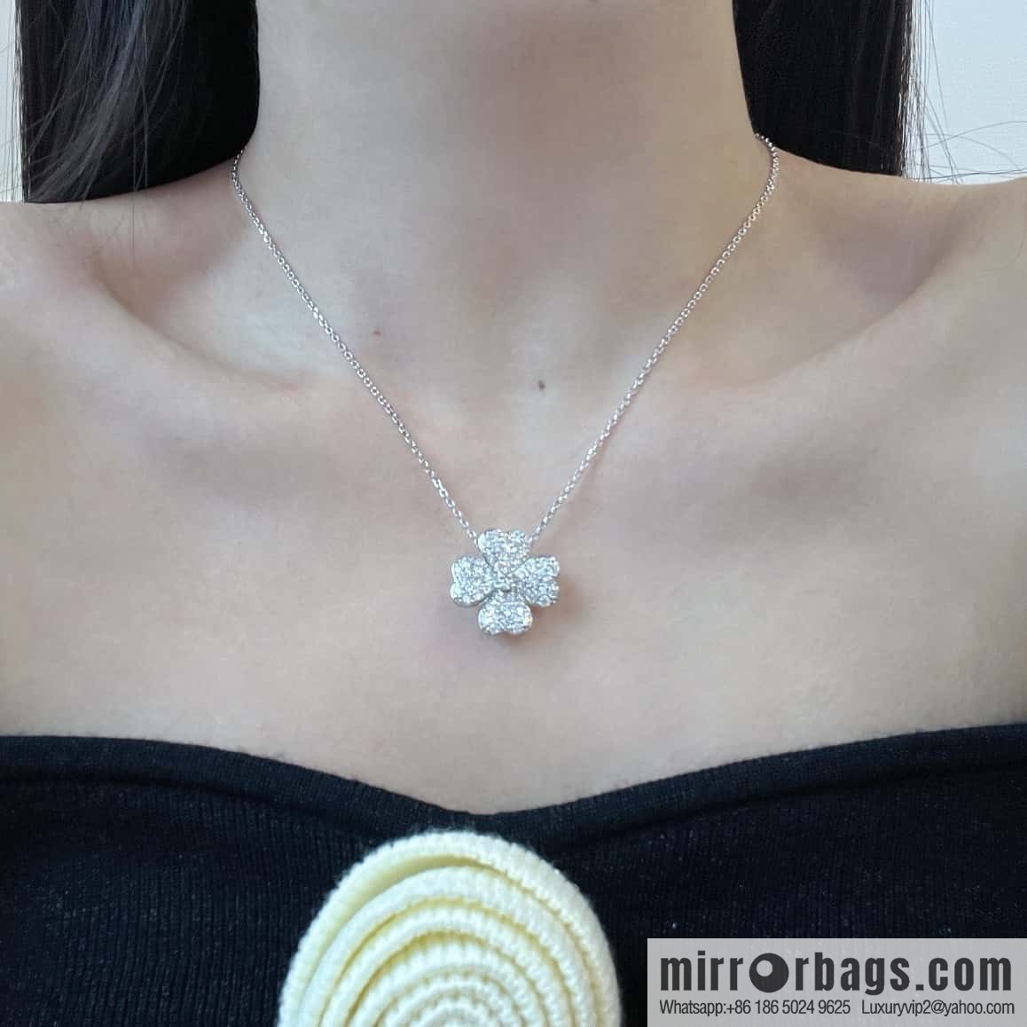 ❗️New ❗️ ☀️ original order ☀️ Van Cleef & Arpels Cosmos series four-leaf clover full diamond necklace (can be used as a brooch) ☀️