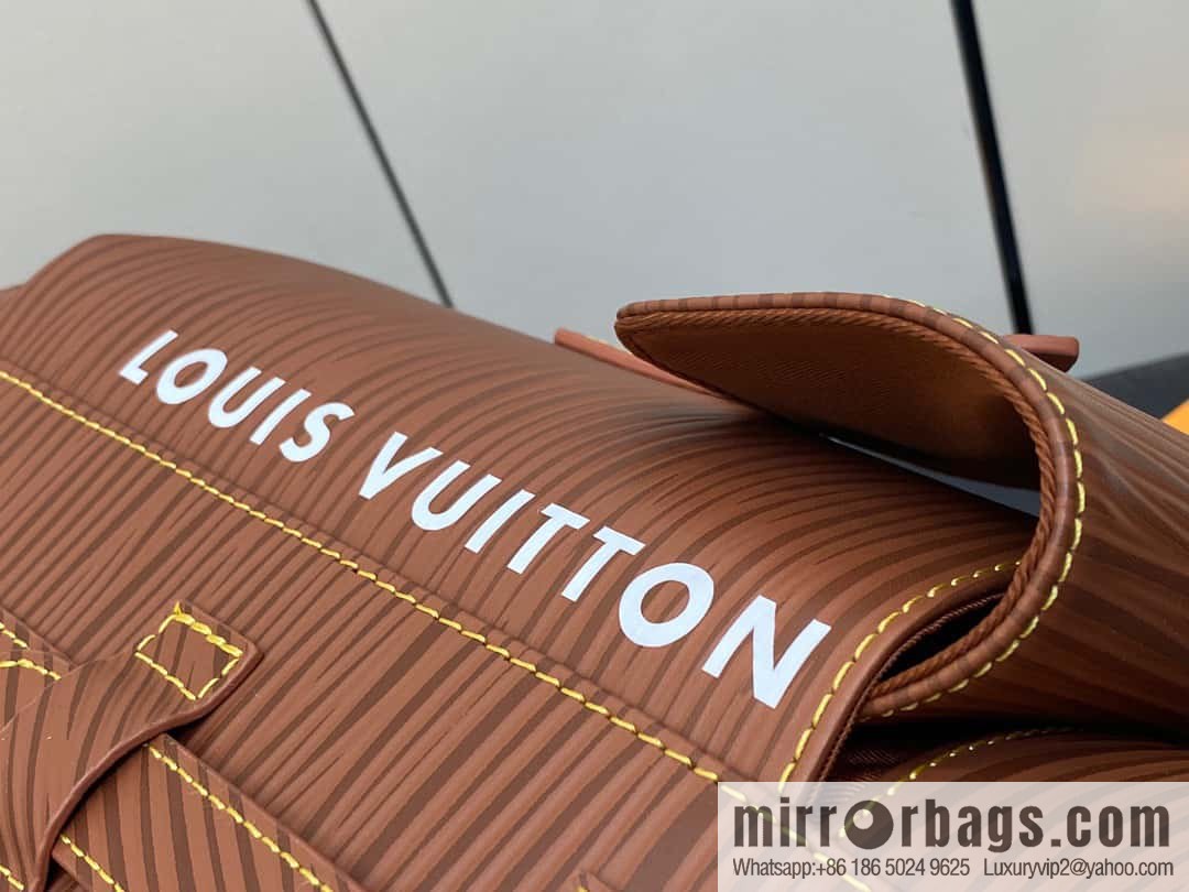 [Premium‑quality] M23764 brown letters, full leather epi backpack series Christopher medium backpack M41709