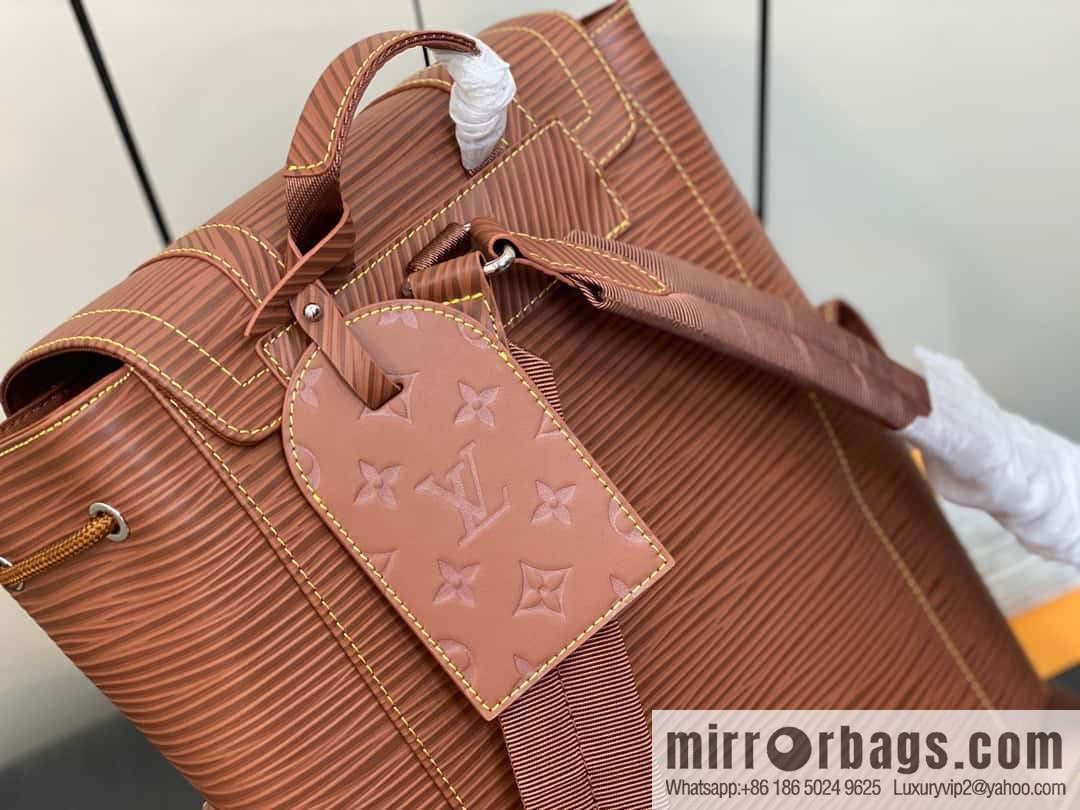 [Premium‑quality] M23764 brown letters, full leather epi backpack series Christopher medium backpack M41709