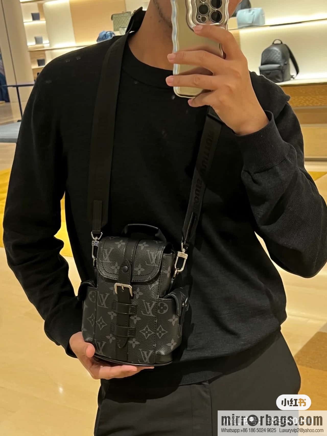 [Boutique‑grade] M82769 black flower, men's bag mini backpack series, new NANO CHRISTOPHER handbag in autumn and winter