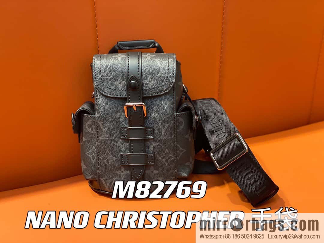 [Boutique‑grade] M82769 black flower, men's bag mini backpack series, new NANO CHRISTOPHER handbag in autumn and winter