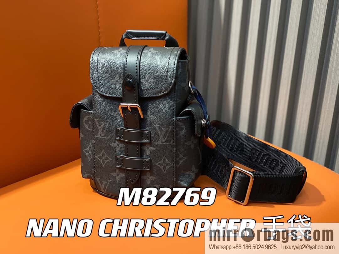 [Boutique‑grade] M82769 black flower, men's bag mini backpack series, new NANO CHRISTOPHER handbag in autumn and winter