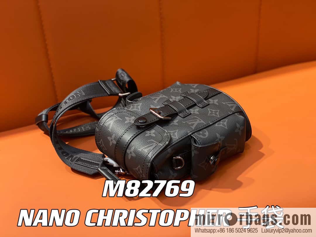 [Boutique‑grade] M82769 black flower, men's bag mini backpack series, new NANO CHRISTOPHER handbag in autumn and winter