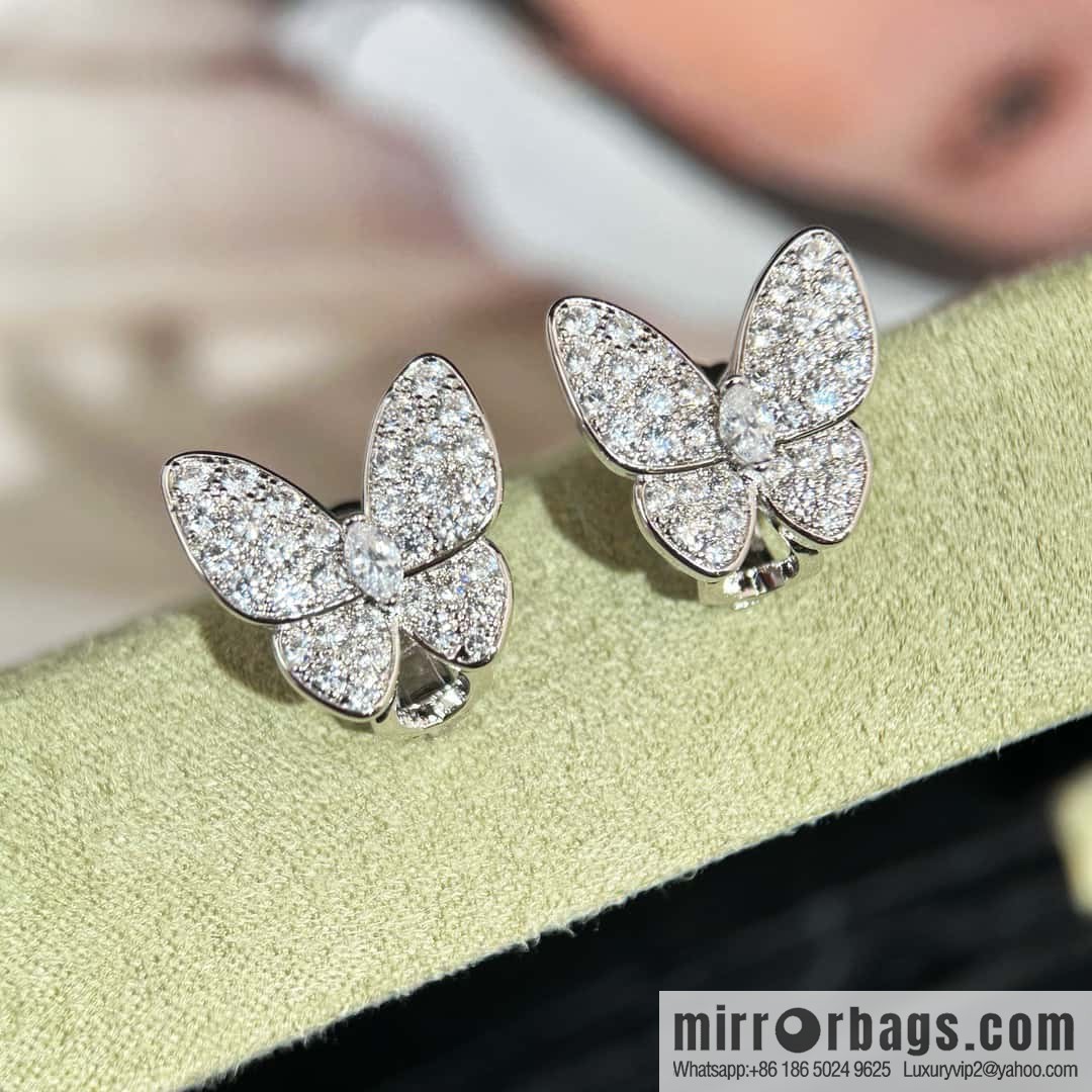❗️New ❗️ ☀️ Original ☀️ Van Cleef & Arpels Two Butterfly Full Diamond Butterfly, Earrings Ear Shot  ☀