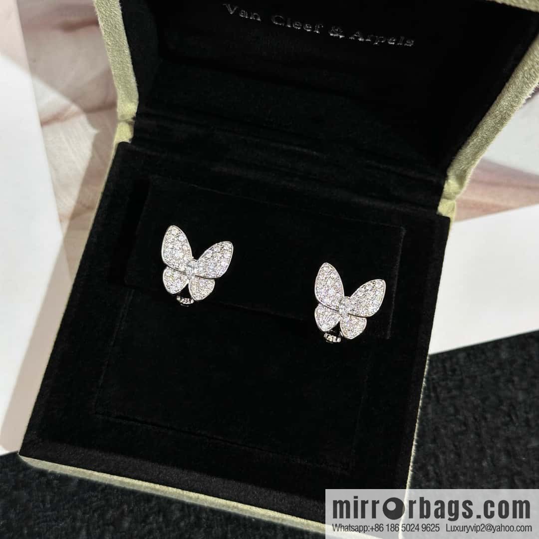❗️New ❗️ ☀️ Original ☀️ Van Cleef & Arpels Two Butterfly Full Diamond Butterfly, Earrings Ear Shot  ☀