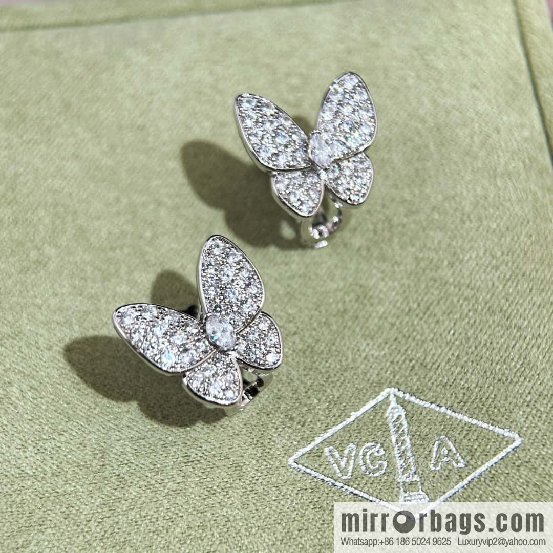 ❗️New ❗️ ☀️ Original ☀️ Van Cleef & Arpels Two Butterfly Full Diamond Butterfly, Earrings Ear Shot  ☀