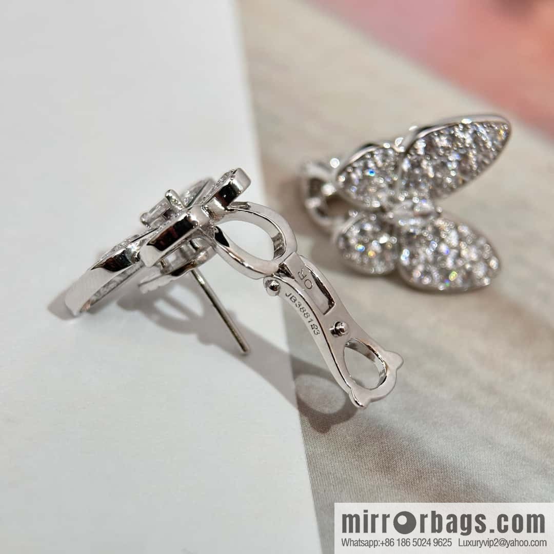 ❗️New ❗️ ☀️ Original ☀️ Van Cleef & Arpels Two Butterfly Full Diamond Butterfly, Earrings Ear Shot  ☀