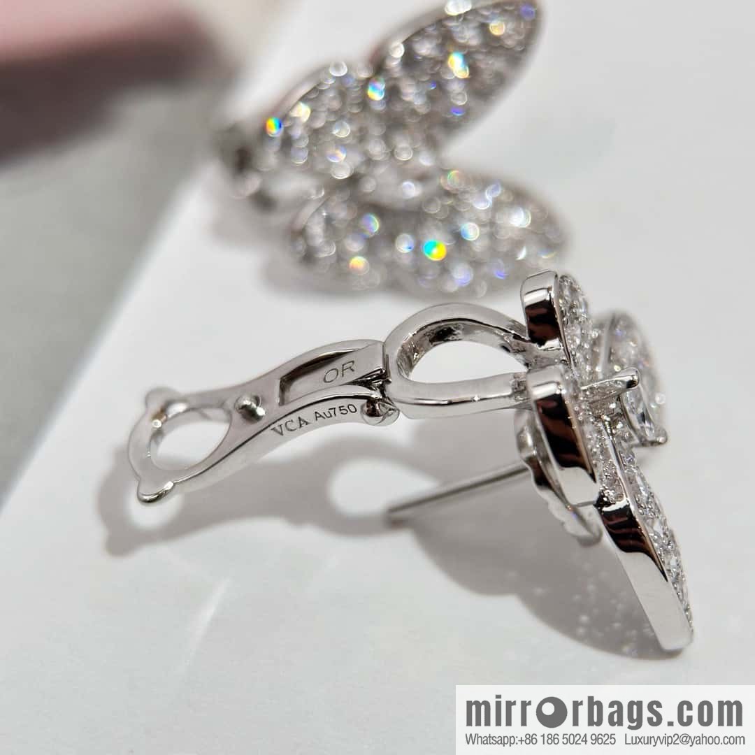 ❗️New ❗️ ☀️ Original ☀️ Van Cleef & Arpels Two Butterfly Full Diamond Butterfly, Earrings Ear Shot  ☀