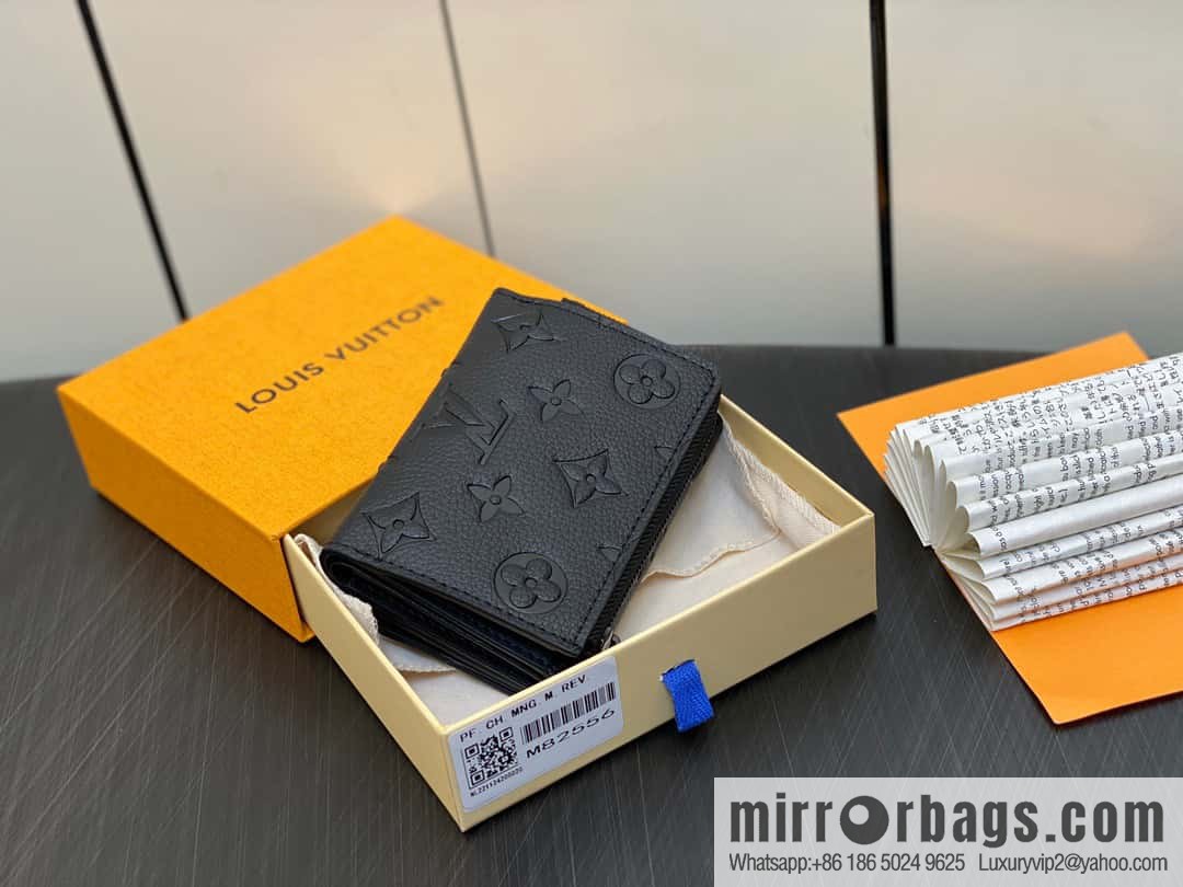 [Premium‑quality] M82556 black full leather tri-fold wallet series wallet
