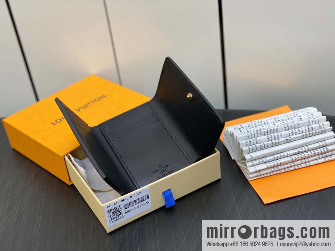 [Premium‑quality] M82556 black full leather tri-fold wallet series wallet