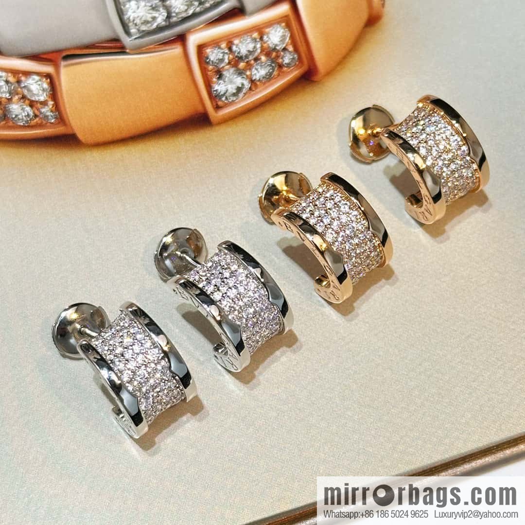 ☀️BVLGARI B. ZERO1 Full Diamond Small Waist Earrings Stud Earrings