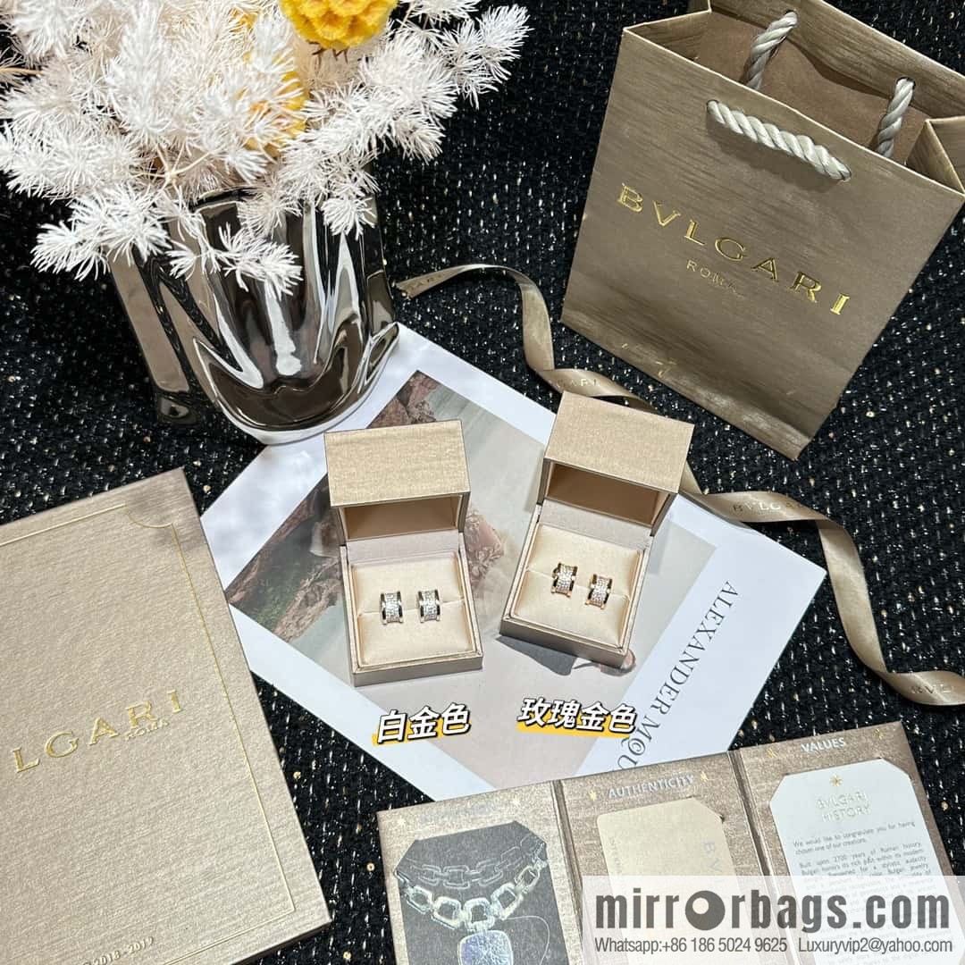 ☀️BVLGARI B. ZERO1 Full Diamond Small Waist Earrings Stud Earrings