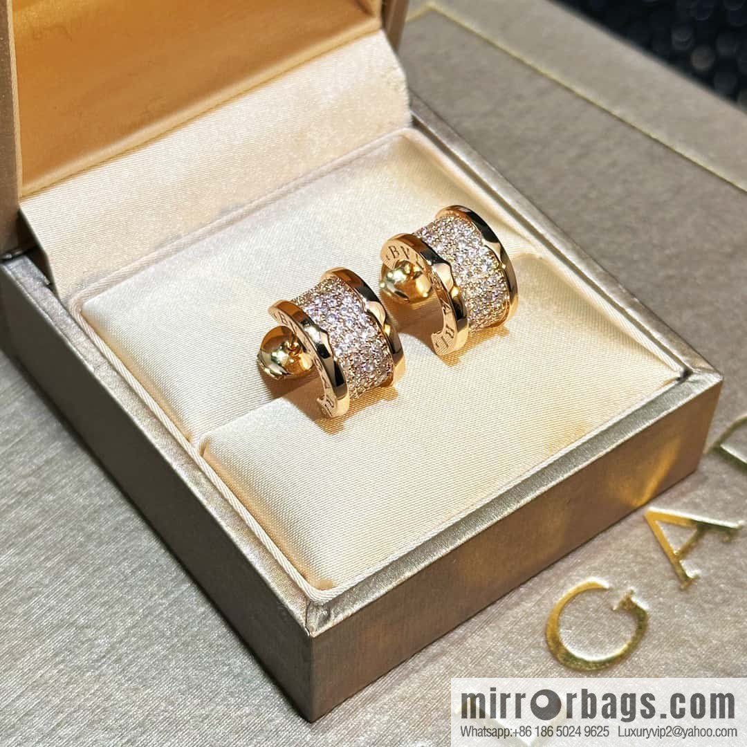 ☀️BVLGARI B. ZERO1 Full Diamond Small Waist Earrings Stud Earrings