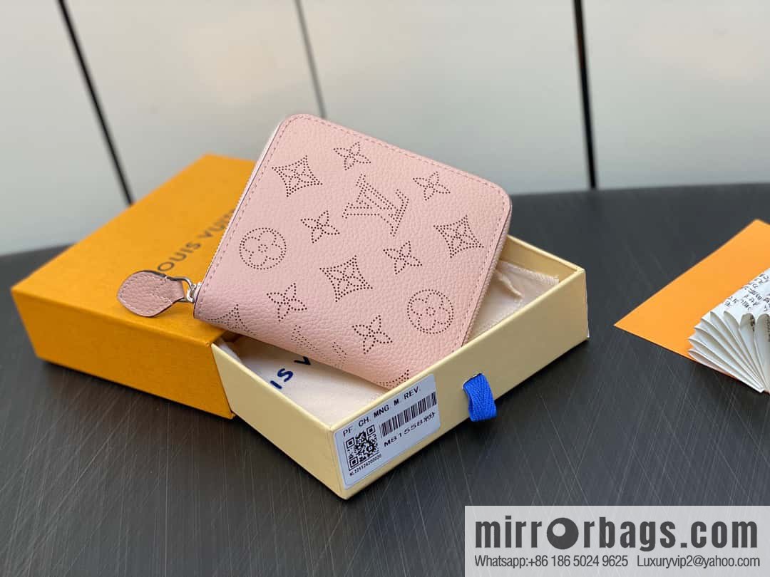 [Premium‑quality] M81558 pink full leather zipper wallet series