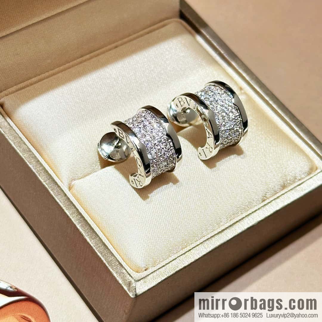 ☀️BVLGARI B. ZERO1 Full Diamond Small Waist Earrings Stud Earrings