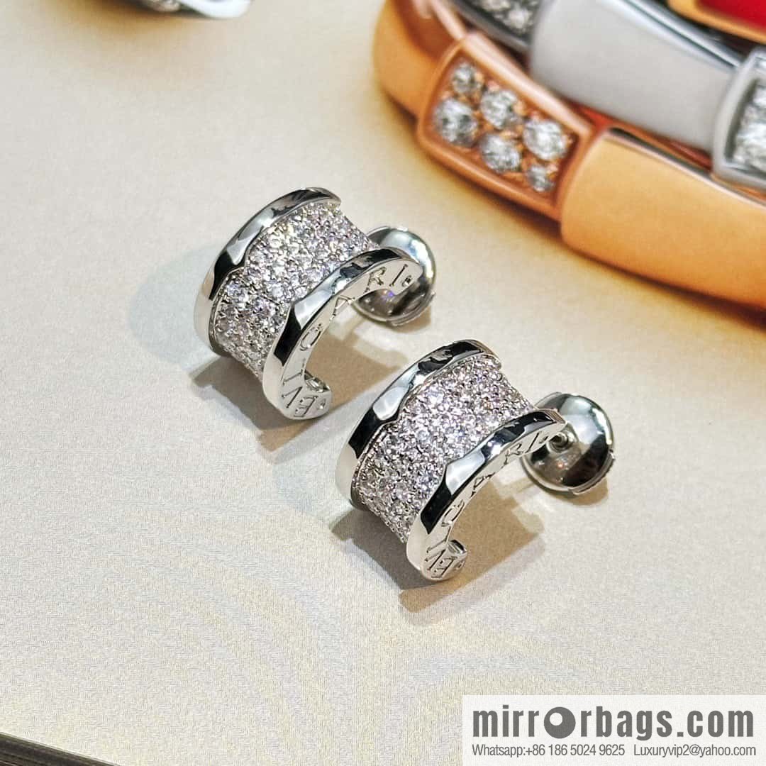 ☀️BVLGARI B. ZERO1 Full Diamond Small Waist Earrings Stud Earrings
