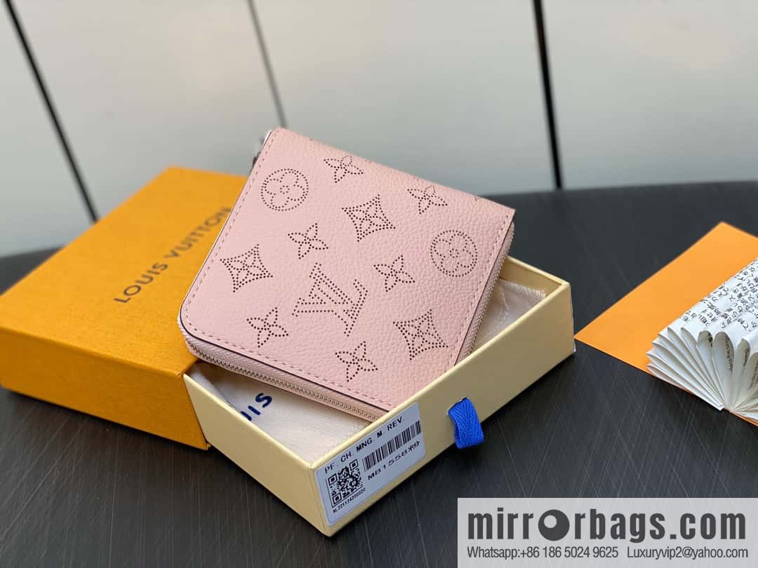 [Premium‑quality] M81558 pink full leather zipper wallet series