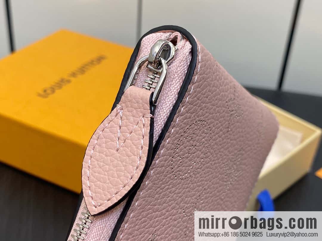 [Premium‑quality] M81558 pink full leather zipper wallet series