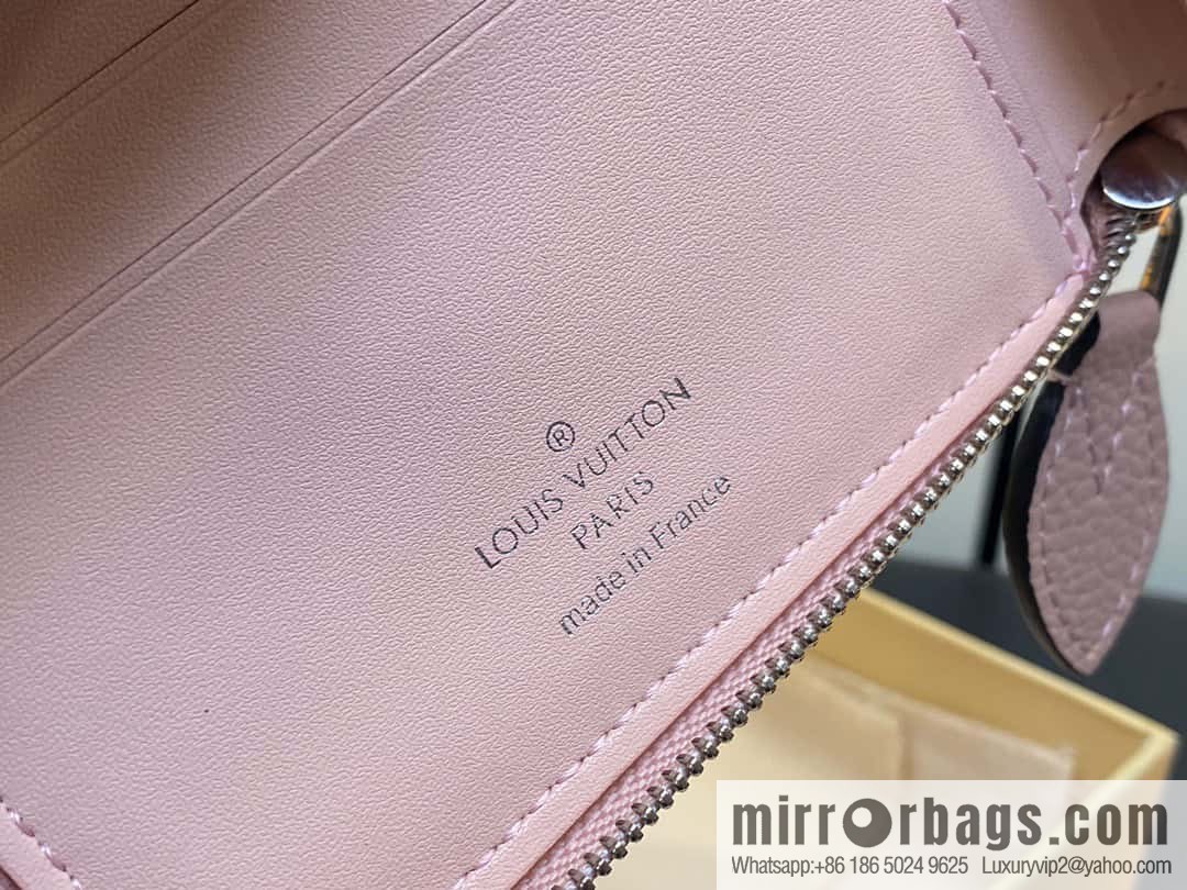 [Premium‑quality] M81558 pink full leather zipper wallet series