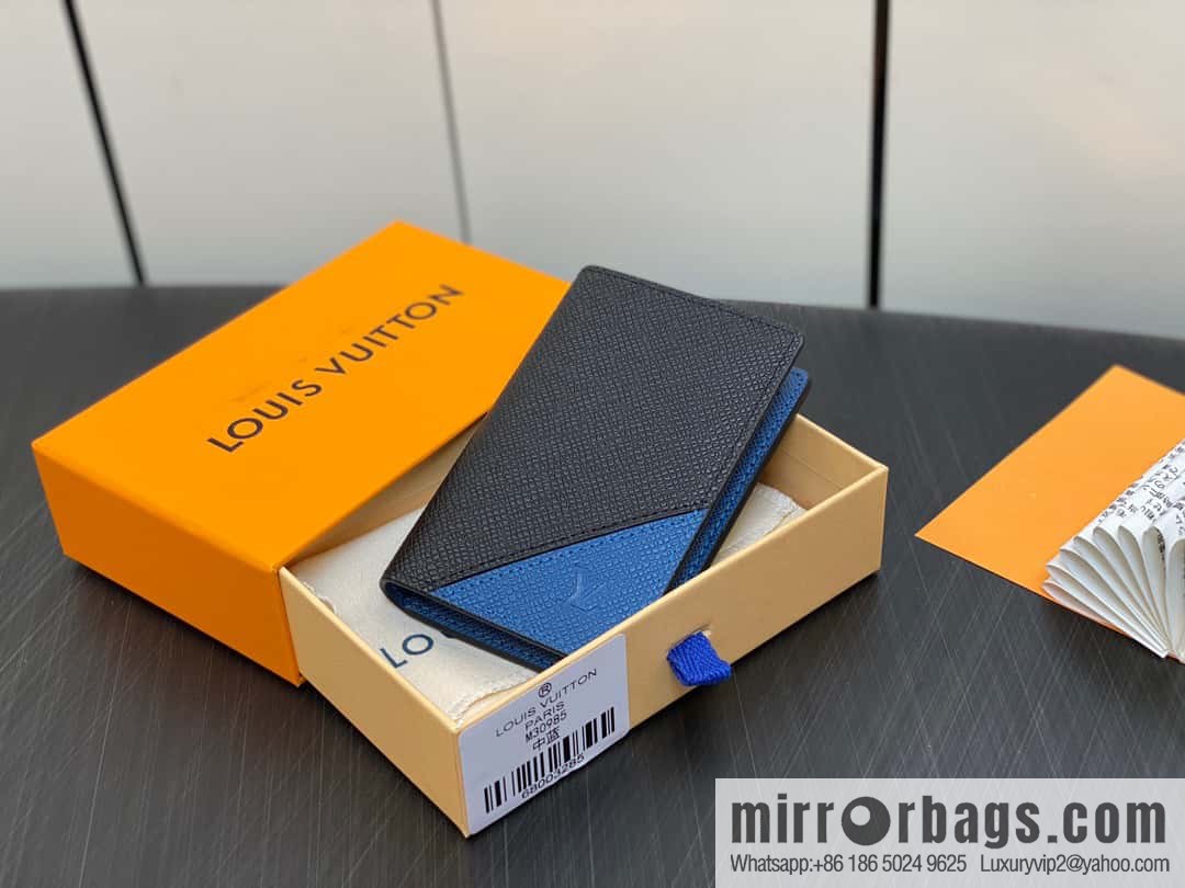 [Premium‑quality] M30985 medium blue, full leather card holder wallet series, pocket wallet