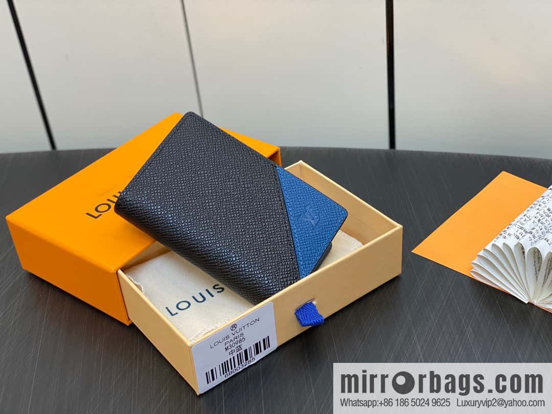 [Premium‑quality] M30985 medium blue, full leather card holder wallet series, pocket wallet