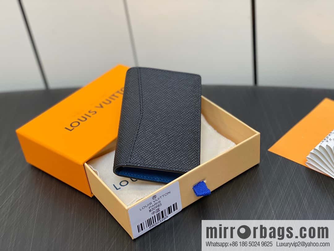 [Premium‑quality] M30985 medium blue, full leather card holder wallet series, pocket wallet