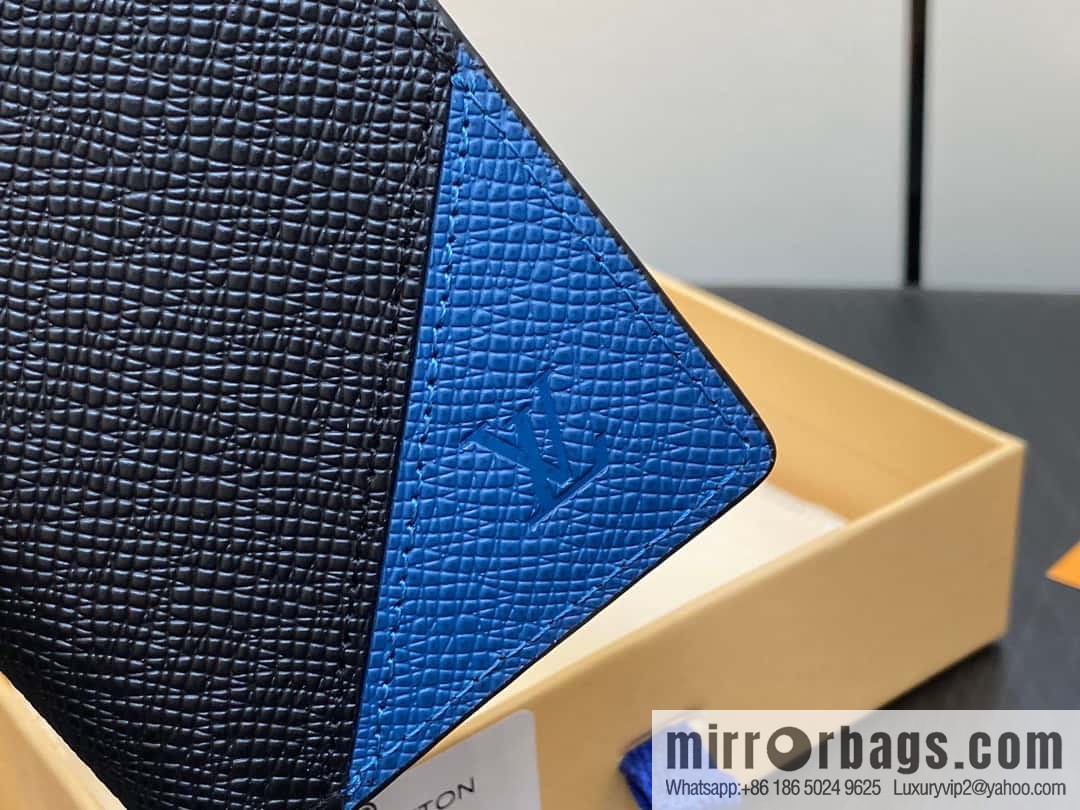 [Premium‑quality] M30985 medium blue, full leather card holder wallet series, pocket wallet