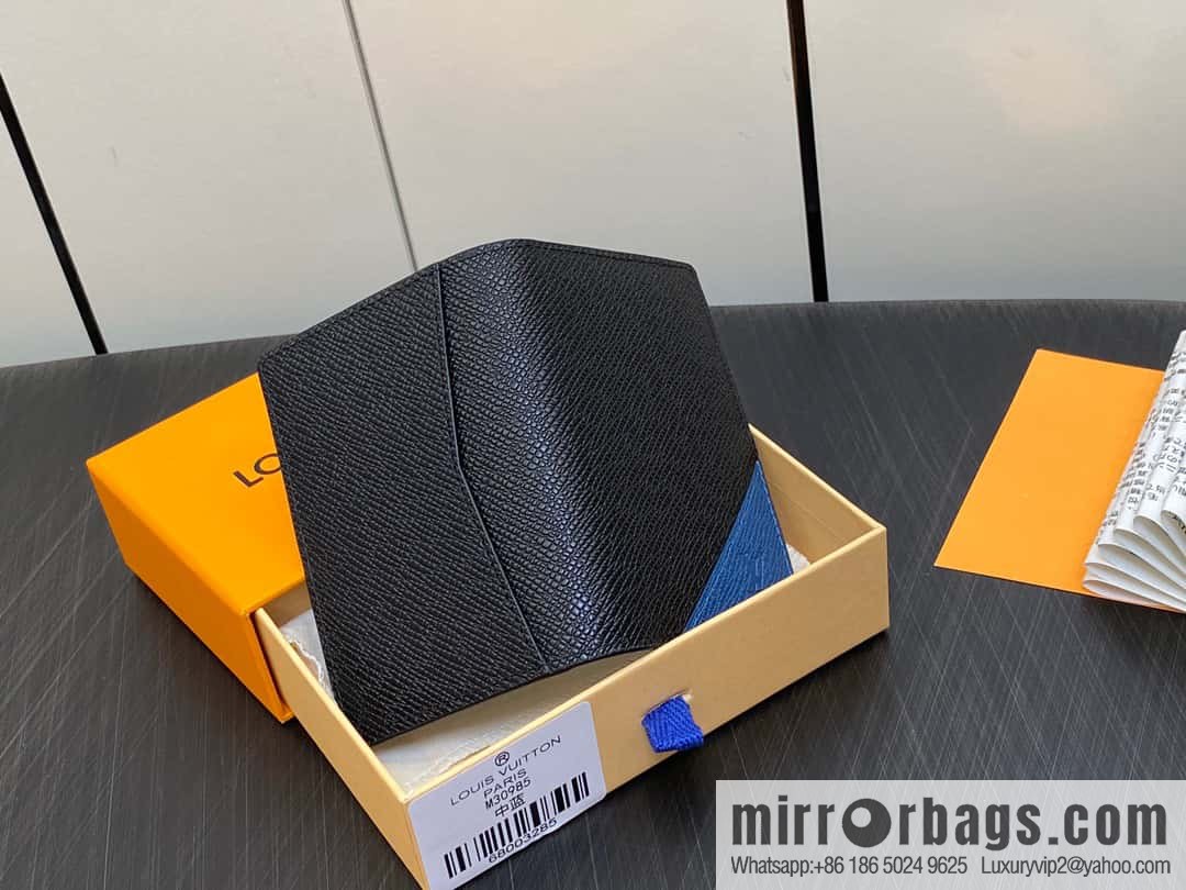 [Premium‑quality] M30985 medium blue, full leather card holder wallet series, pocket wallet
