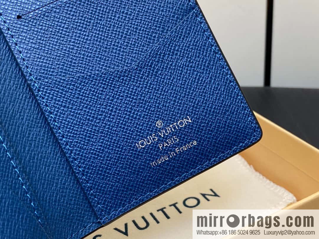 [Premium‑quality] M30985 medium blue, full leather card holder wallet series, pocket wallet