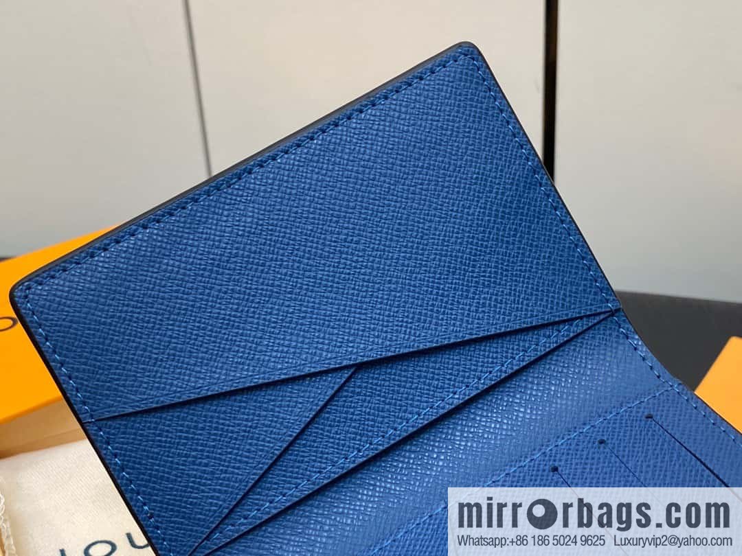 [Premium‑quality] M30985 medium blue, full leather card holder wallet series, pocket wallet