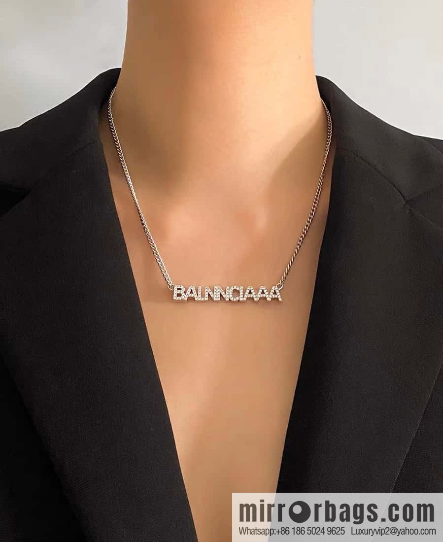 ☀️New Balenciaga BALENCIAGA full diamond letter necklace