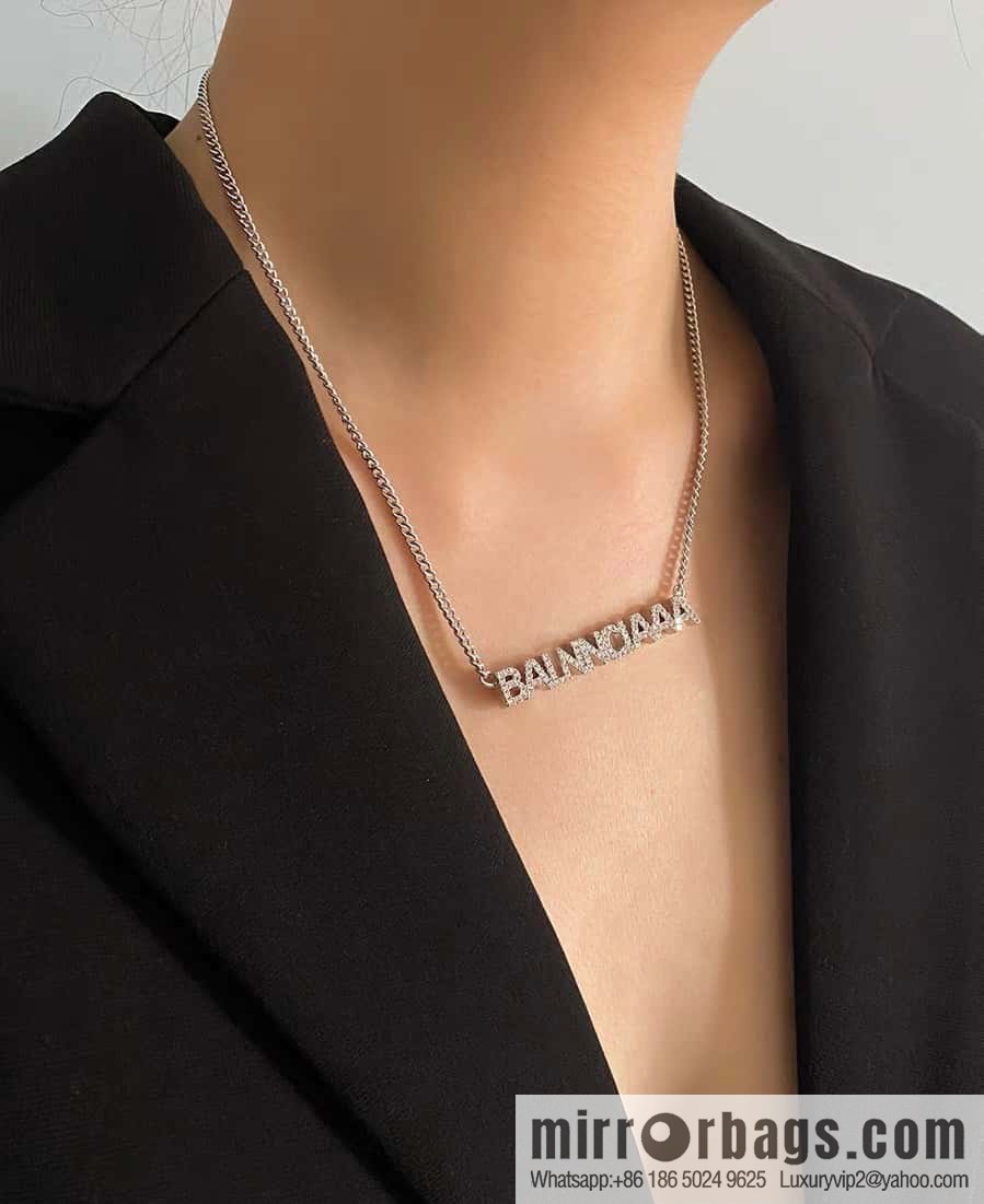 ☀️New Balenciaga BALENCIAGA full diamond letter necklace