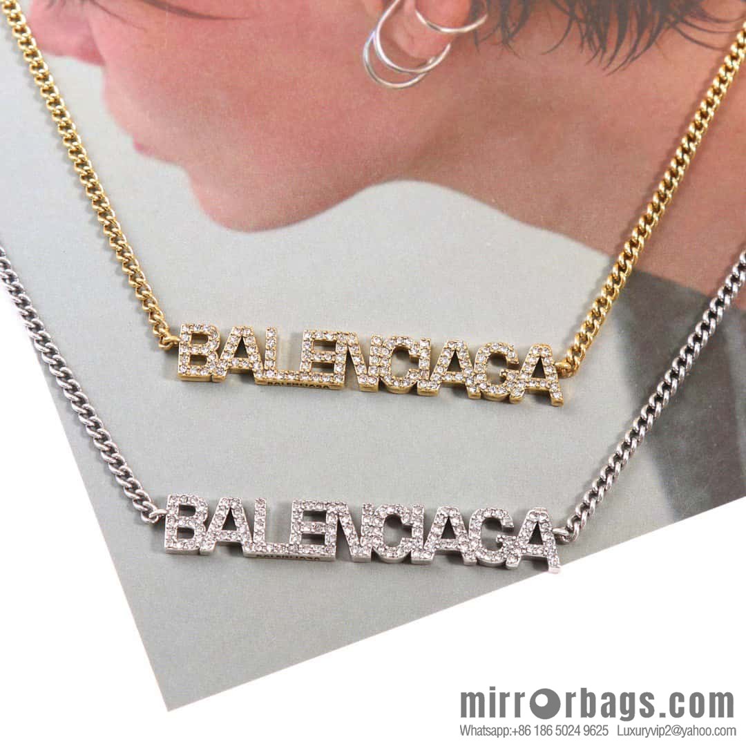 ☀️New Balenciaga BALENCIAGA full diamond letter necklace